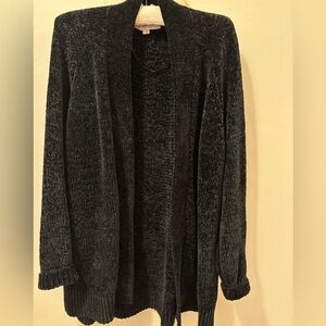 LOFT Black Cozy Open-Front Cardigan